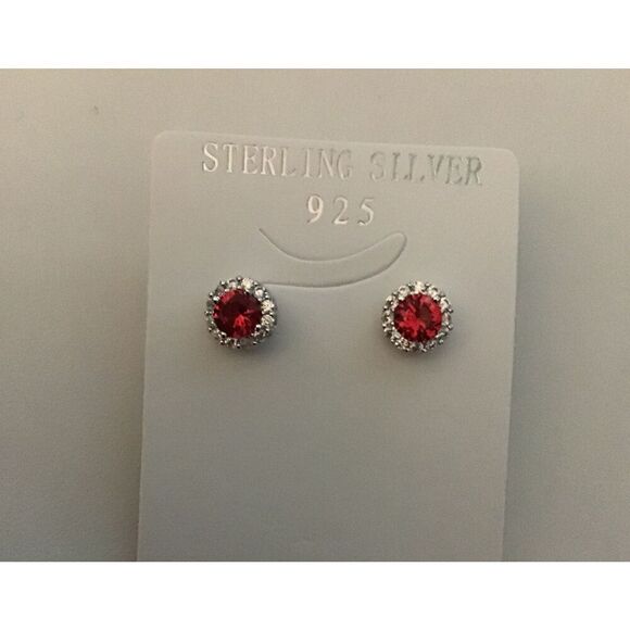 2 Ct. Ruby & White Sapphire Earrings - Picture 1 of 1